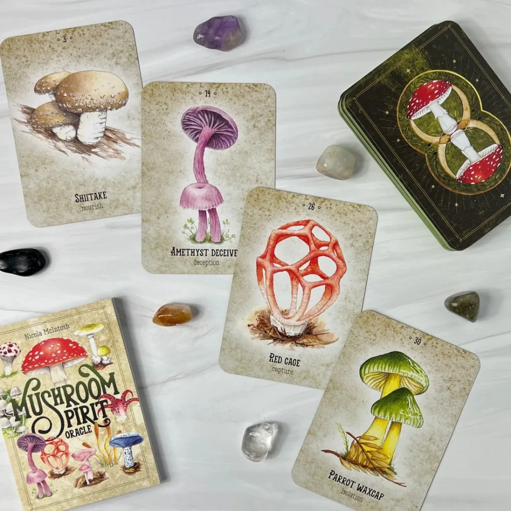 

10.4*7.3cm Mushroom Spirit Oracle Cards 36 Pcs Hand-drawn Images of Mushrooms From All Over The World