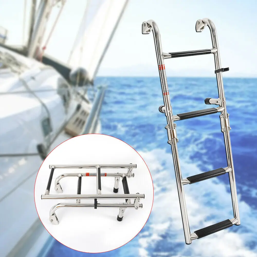 

Marine 4 Steps Ladder Stainless Steel Boat Yacht Telescoping Ladder Deck Outboard Swim Platform Boat Accessories