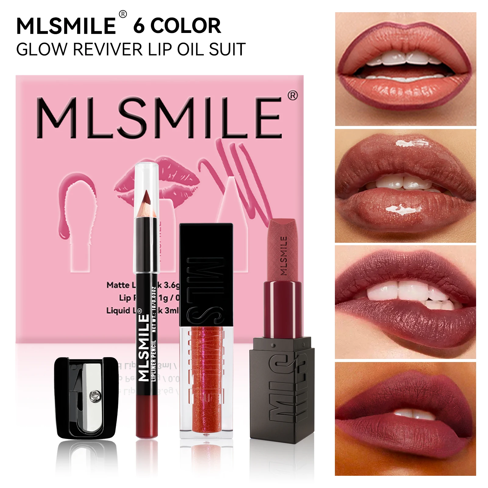 Makeup Lipstick Set Long Lasting Mirror Lip Glaze Hydrating Matte Lipstick Velvet Lip Liner Pencil With Sharpener Suit makeup