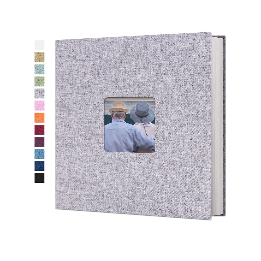 

Self Adhesive Photo Album Scrapbook Album with Window 20Double Sided Pages Linen DIY Anniversary Memory Book for Wedding Family
