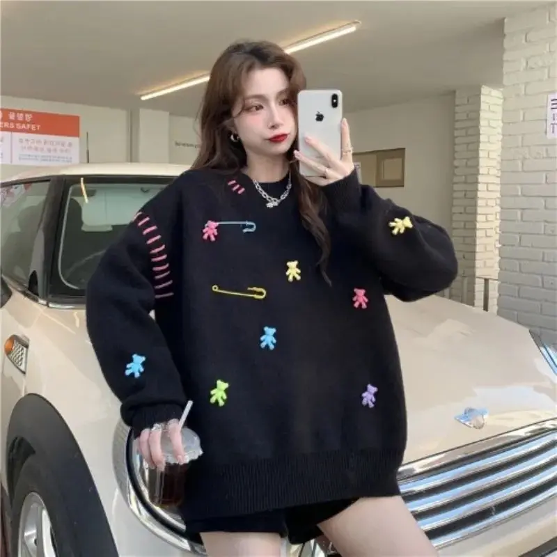 

Autumn and Winter New Korean Version Lazy Style Pullover Sweater for Women Instagram Loose Versatile Knitwear Coat Large Top ins