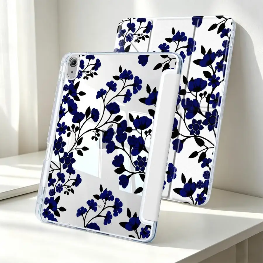 Creative Black and Blue Tablet Case with Pen Slot Cover
