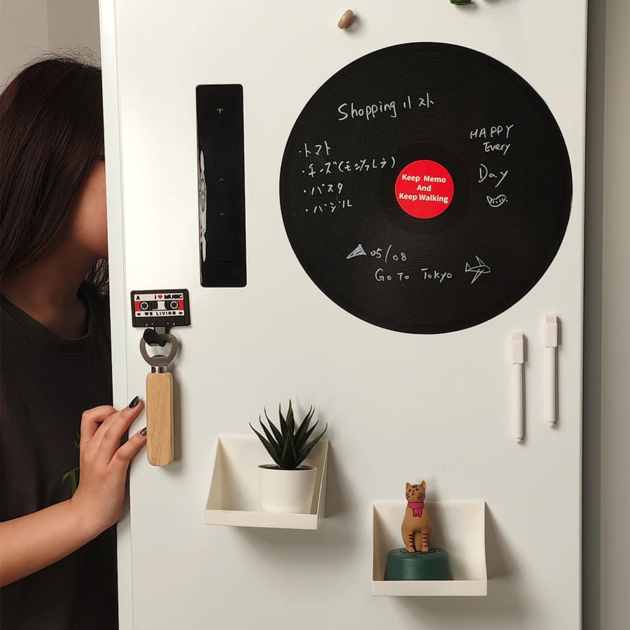 2pcs Vintage Style Record Soft magnetic message stickers Writing Blackboard Stickers Daily Locking Matters (With 2 pens)