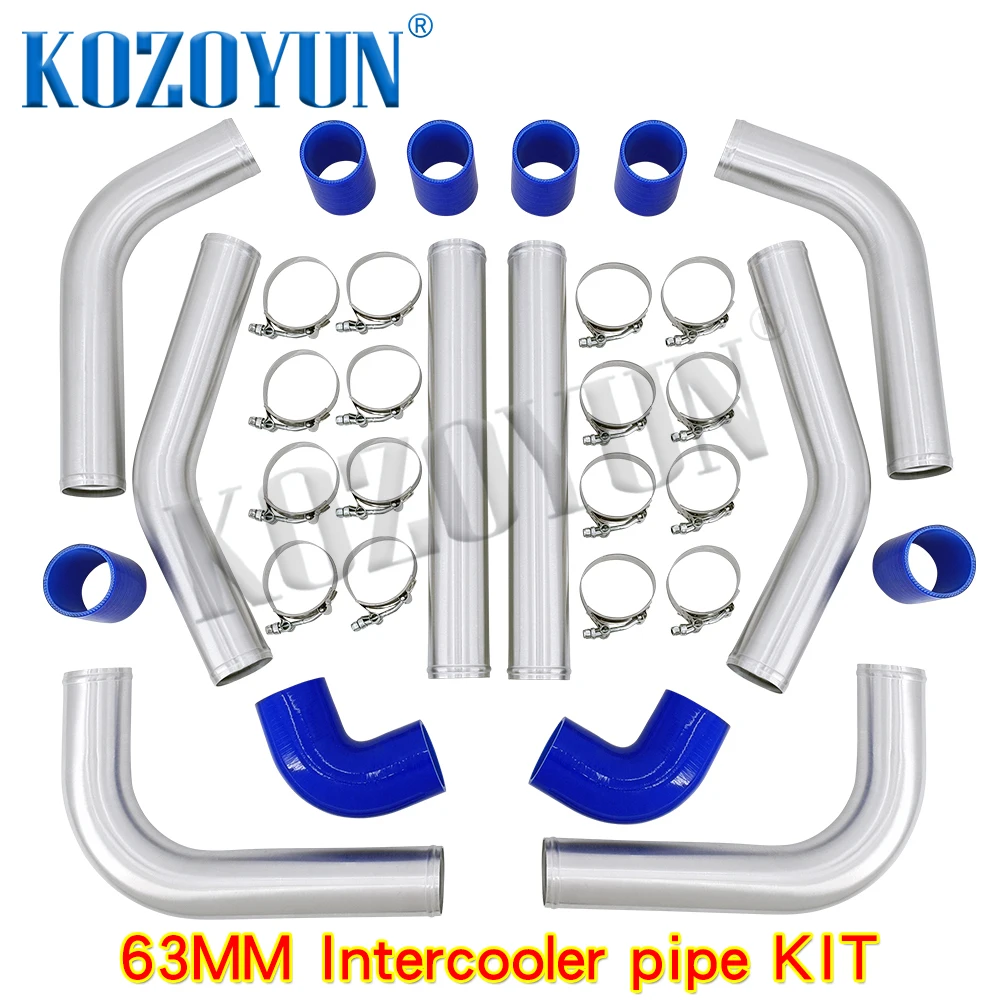 

8PC 2.5" 8PC 3" inch DIY Aluminum Turbo Intercooler Pipe Silicone Hose T-Clamp Kit Set