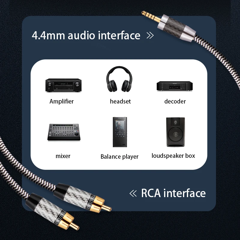 Banhado a Prata Cabo de Áudio para Auscultadores Orador Amplificador 7n Occ 44 Milímetros para Rca Macho 44 Milímetros Equilíbrio - Image 4
