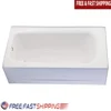60-Inch White Textured Porcelain-Enameled Steel Bathtub Left Hand Drain Safety Padded Bars 1