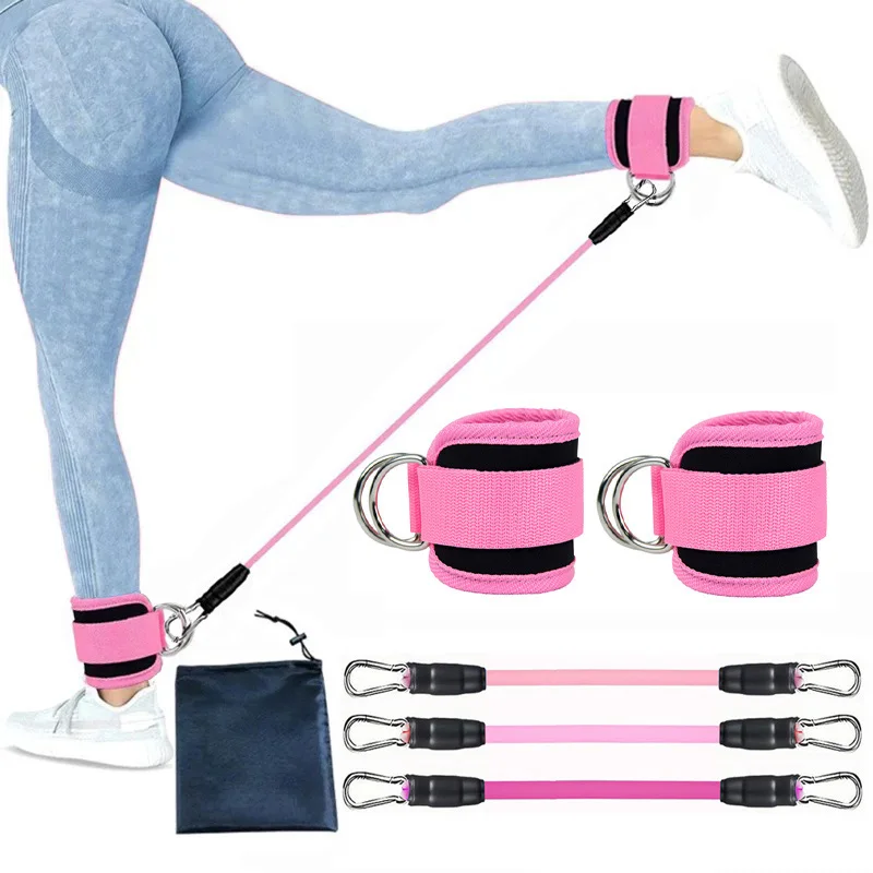 Enhanced Fitness Resistance Band Set with Ankle Straps for Workout, Exercise, and Yoga