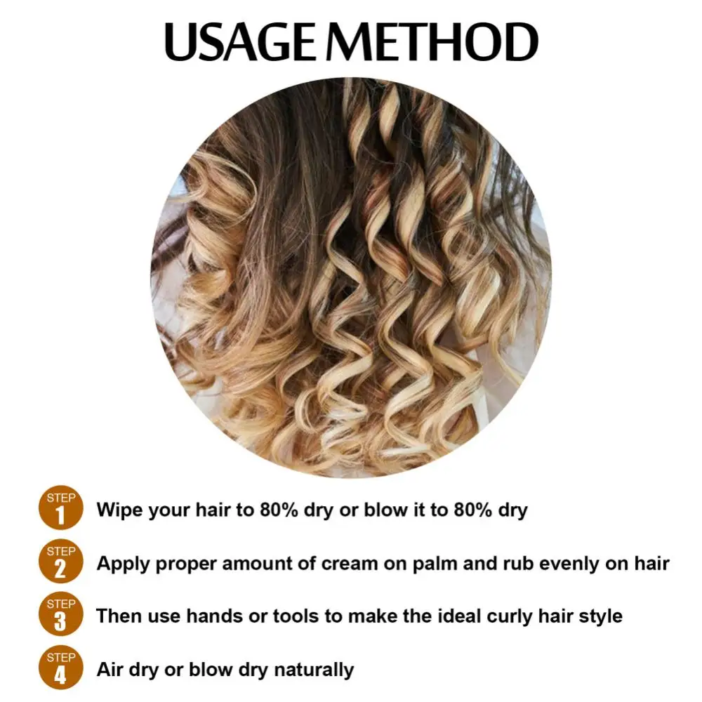Description Picture 2 of item50ml Curl Defining Cream Moisturizing Nourishing Anti-Frizzy Prevent Dryness Essencial Fluffy Elastin Lightweight Hair Styling