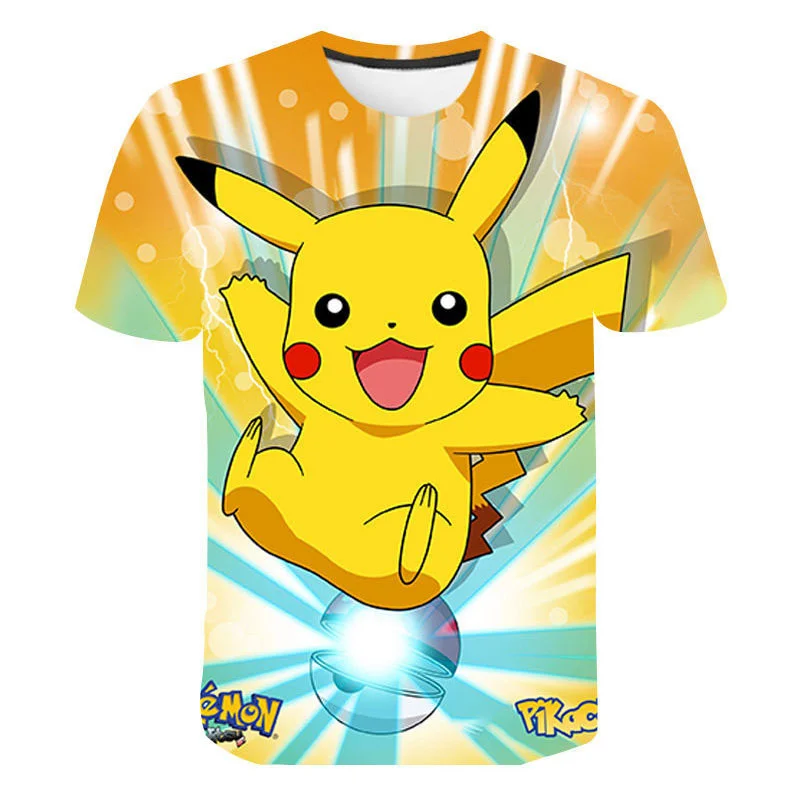 black long sleeve shirt 2022 summer new style pokemon short sleeve T shirt kid boys girls fashion cute loose T shirts fit 3-14 years old kids personalized t shirts