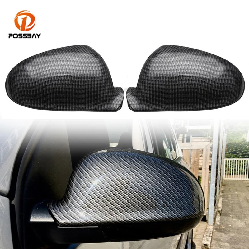 

2Pcs Car Rear View Mirror Cover Caps Carbon Fiber Look Mirror Shells for Volkswagen VW Jetta MK5 2006 2007 2008 2009 2010 2011