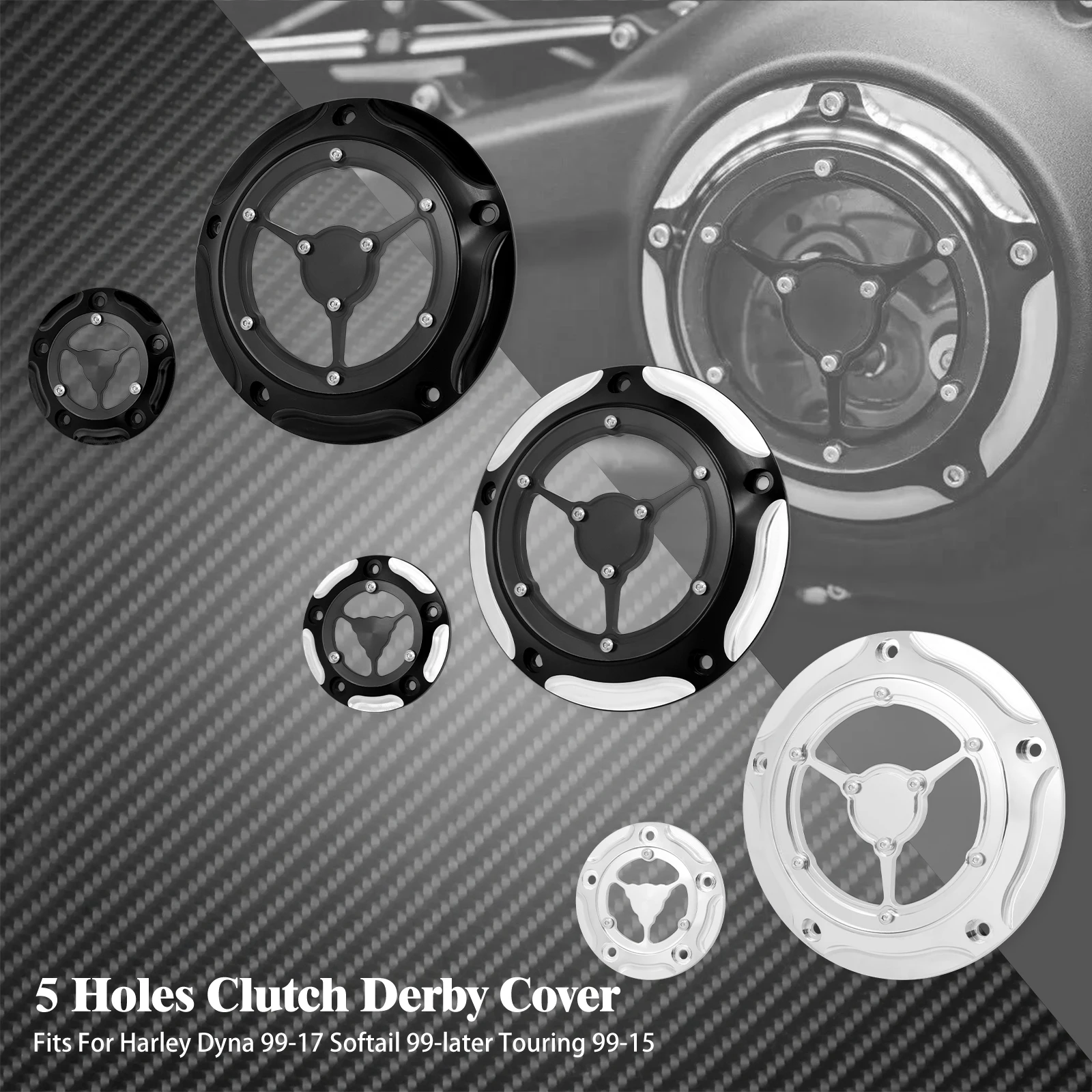 

Motorcycle CNC Derby Timer Timing Cover 5 Holes Engine Cover For Harley Touring Softail Dyna Road King Electra Glide Fat Boy FLH