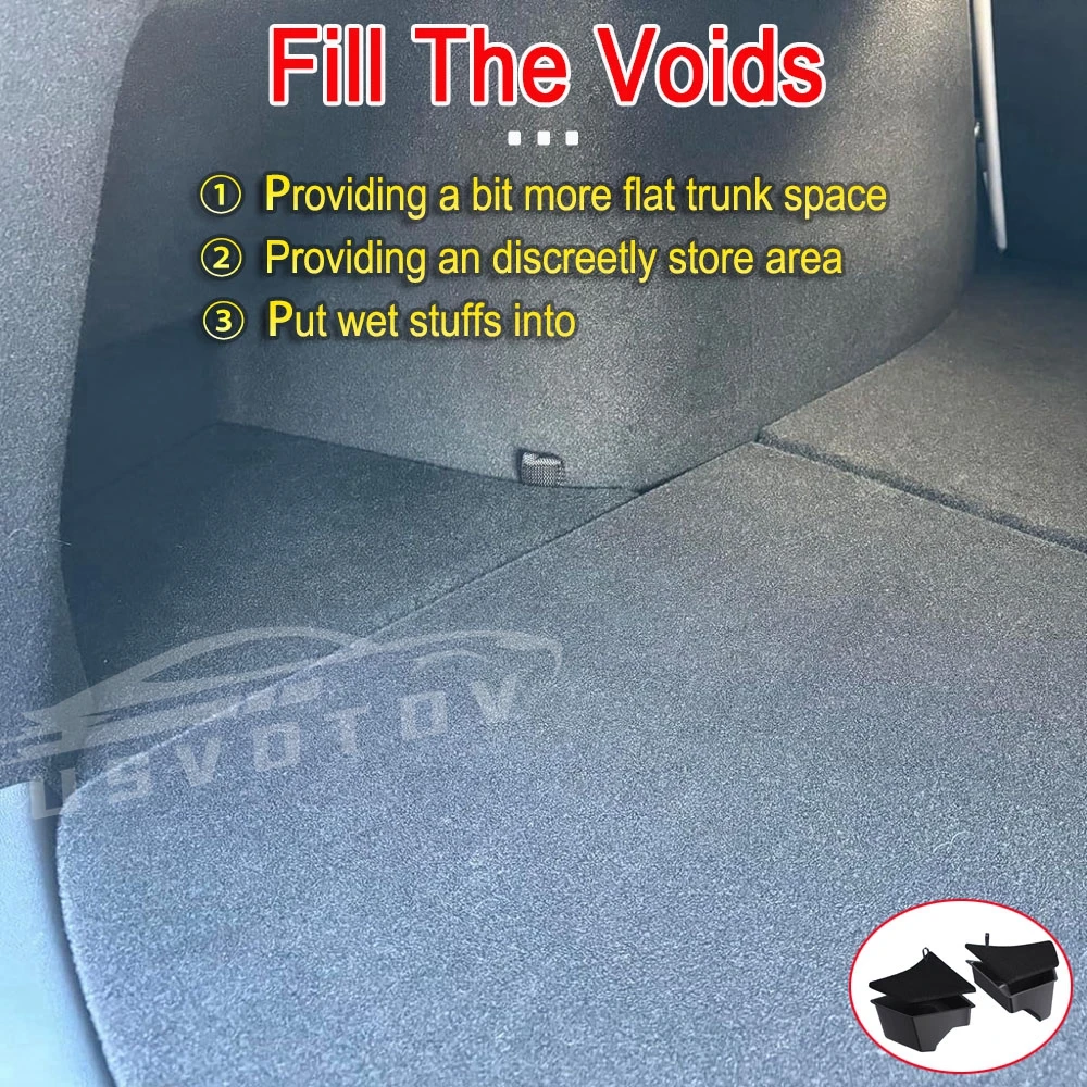 Car Trunk Organizer For Tesla Model 3 Highland Rear Trunk Storage Box Side Left Right Bins Water-proof Mats Accessories
