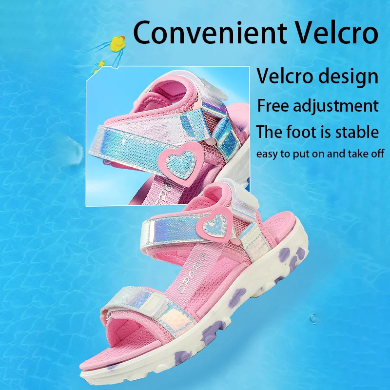 Girls' LED Sandals Children's Toddler Sports Beach Blue Pink Girls' Soft Shining Shoes Outdoor Soft Anti-Slip Princess LED Shoe - 5