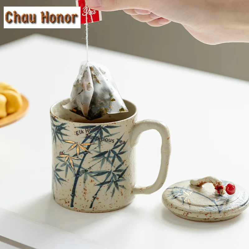 190ml Hand-painted Green Bamboo Coffee Mug Milk Cup Afternoon Tea Mug Coffee Milk Pot Personal Office Water Cup Drinkware Craft