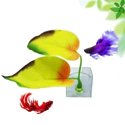 Artificial Aquarium Leaf Plant Decoration - Betta Fish Rest and Hide Hammock (Yellow)