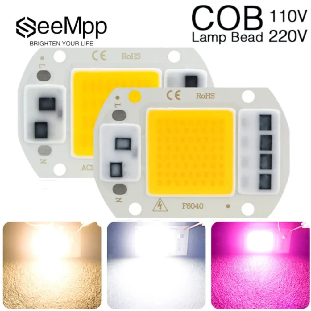 20W 30W 50W LED 칩 COB 램프 AC 220V 110V IP65 스마트 IC..