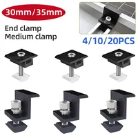 Pince de fixation de montage de panneau solaire, support réglable, extrémité et pince centrale, Clip de panneau PV pour panneau solaire, système PV, accessoires d'installation 1