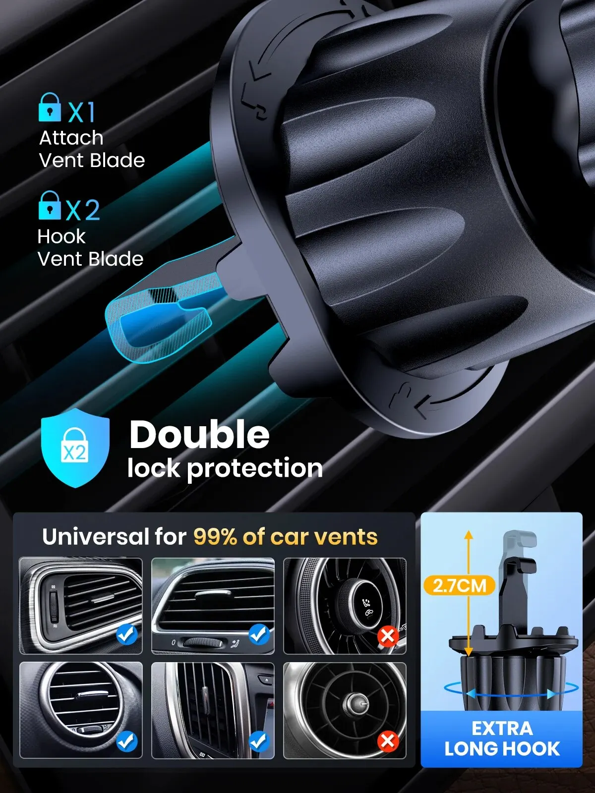 Car Phone Holder Mount for Car Air Vent Universal Hands Free Automobile Cell Pho