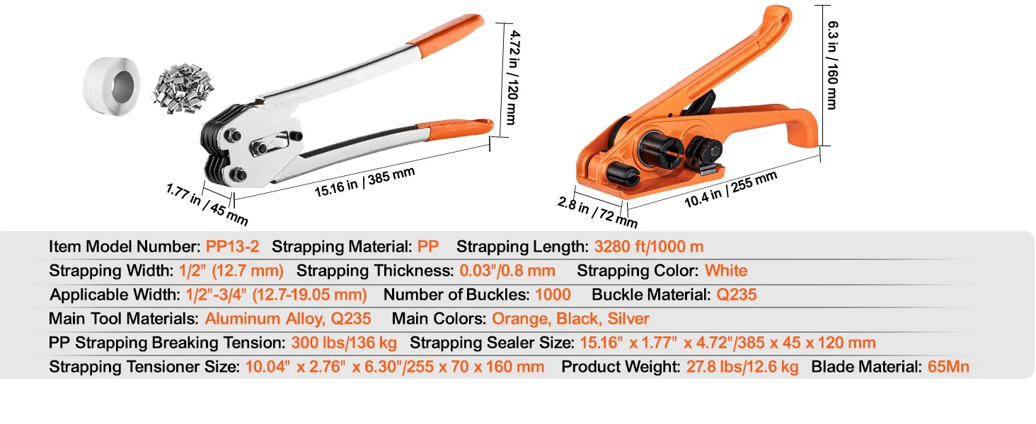 Different lengths of PP strapping displayed