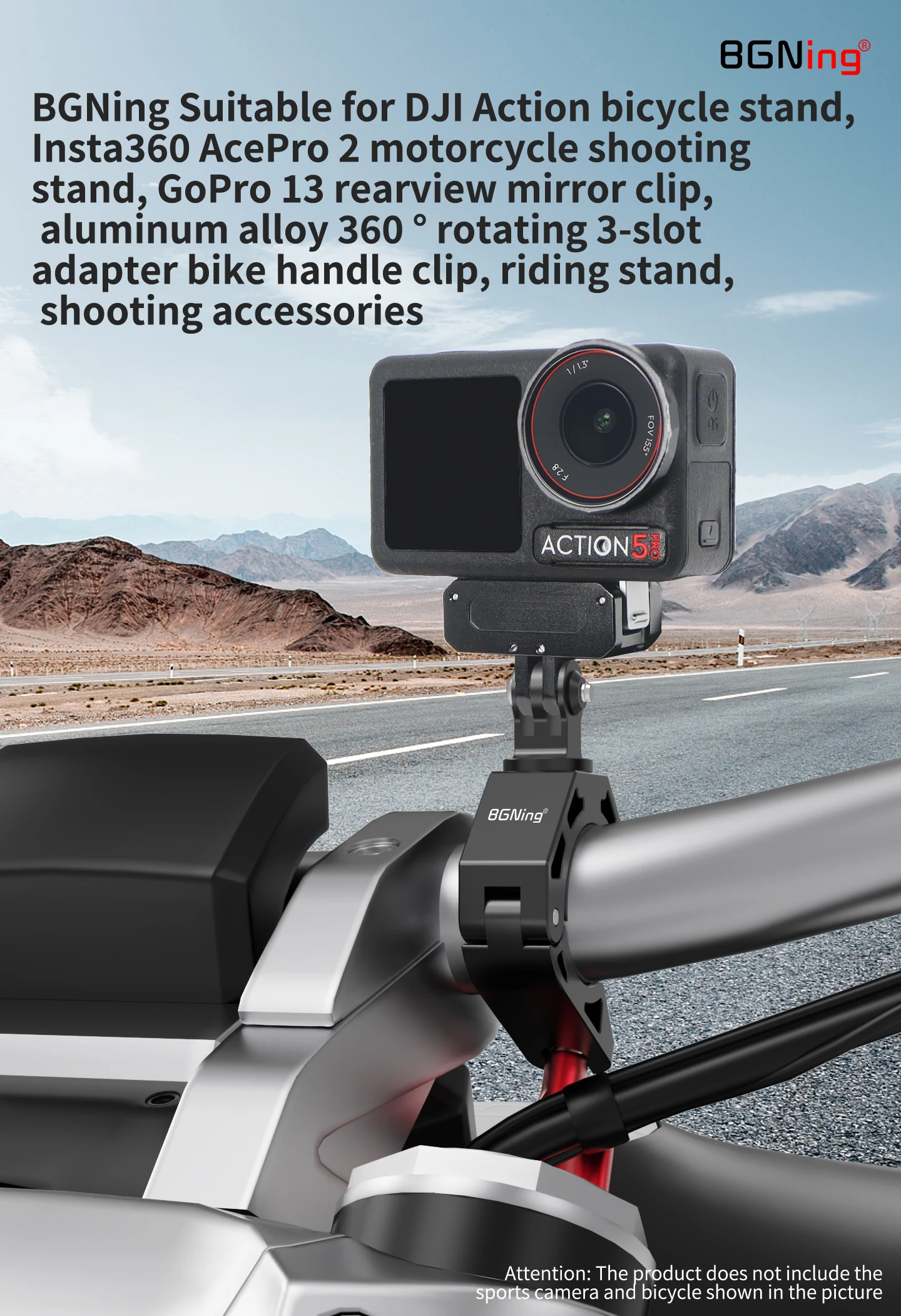 Handlebar Clamp Mount 360 Degree Ballhead Large Tube Bracket Super Clamp for GoP