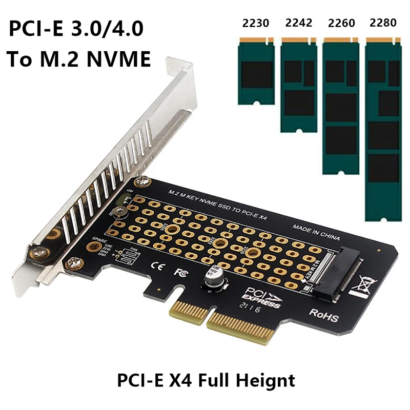 

Адаптер M.2 NVMe SSD NGFF на PCIE X4, интерфейсная карта M Key, поддержка PCI-e PCI Express 3,0x4 2230-2280, размер m.2 m2 pcie, адаптер