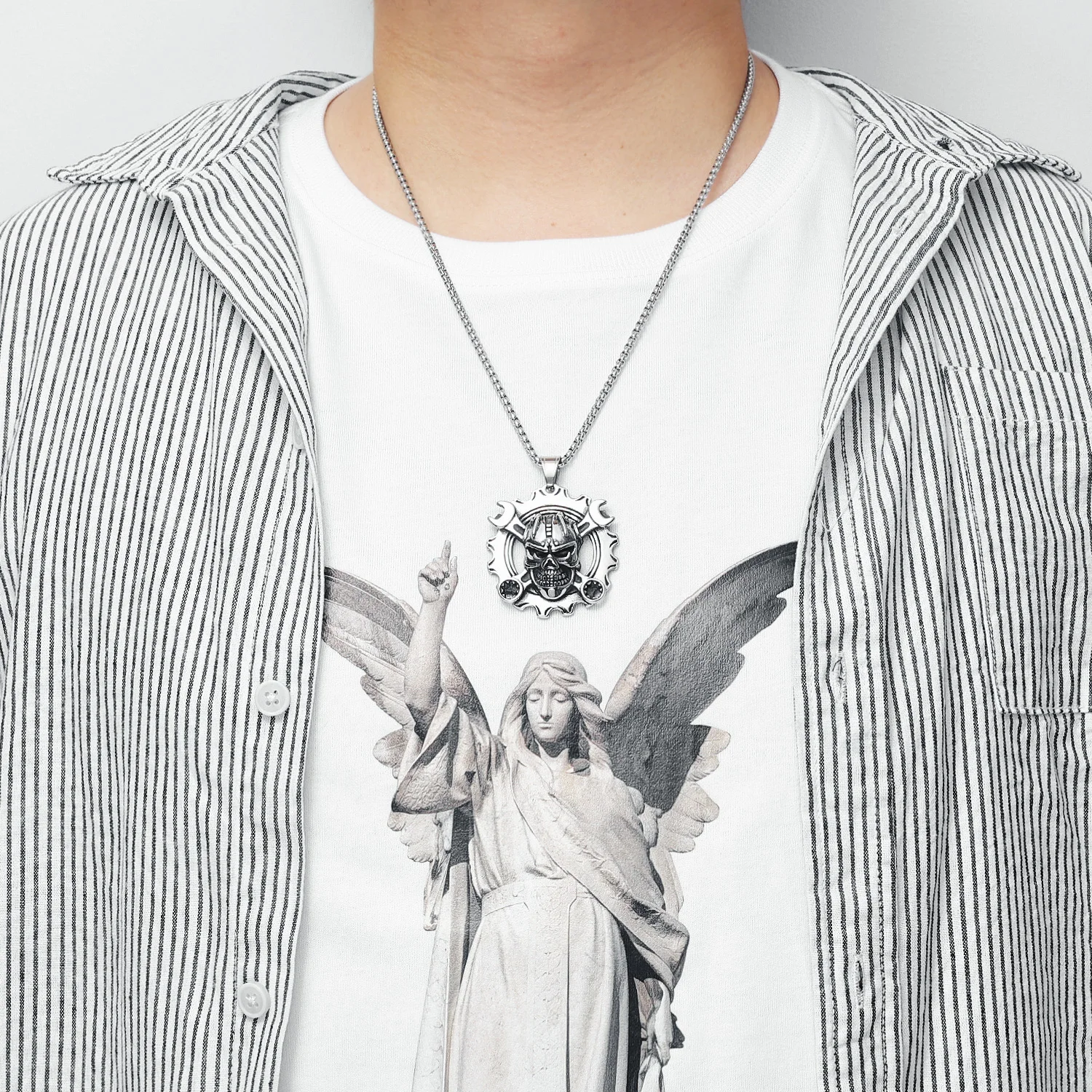 Death rock gebaar staal mannen ketting hanger gotische punk voor