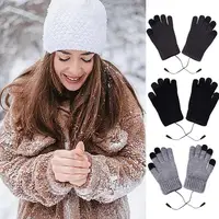 Electric Heated Gloves Touch-screen USB Rechargeable Motorcycle Gloves Winter Thermal Waterproof Windproof Knitting Wool Hand 2