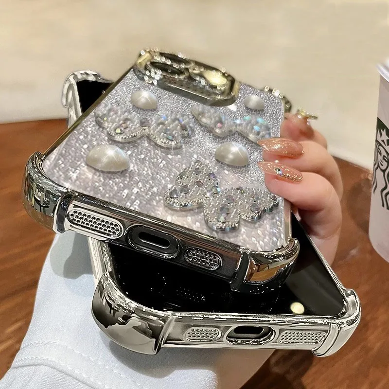 Luxury 3D Pearl Butterfly Shockproof Plating Phone Case
