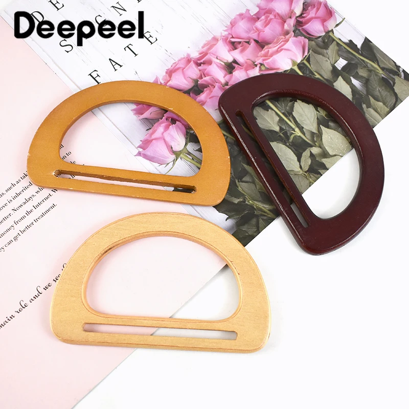 2Pcs Deepeel 15cm Bag Handles Sewing Brackets Purse Frame DIY Hanbag Wood Handle Handmade  Kiss Clasp Bags Accessories