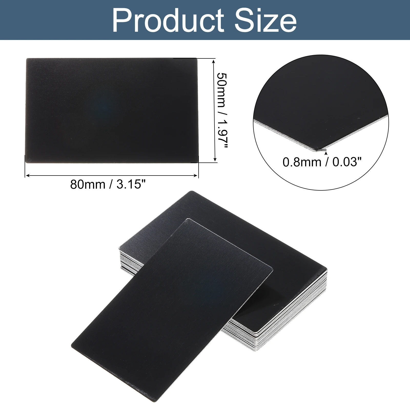 Carte De Visite Aluminium 0,8 Mm – Gravure Laser De Luxe – Noir – Vierge Personnalisable – Qualité Pro