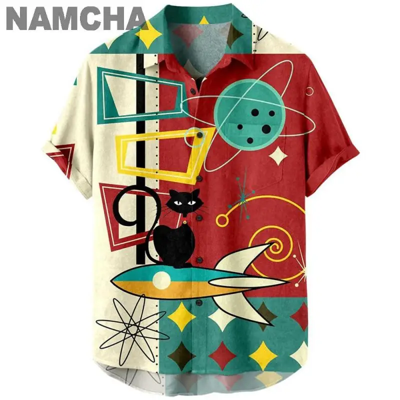 Summer Beach Style Men's Hawaiian Shirts 3D Printed Casual Musical Instruments Tops Loose Short-sleeve Blouses Camicias