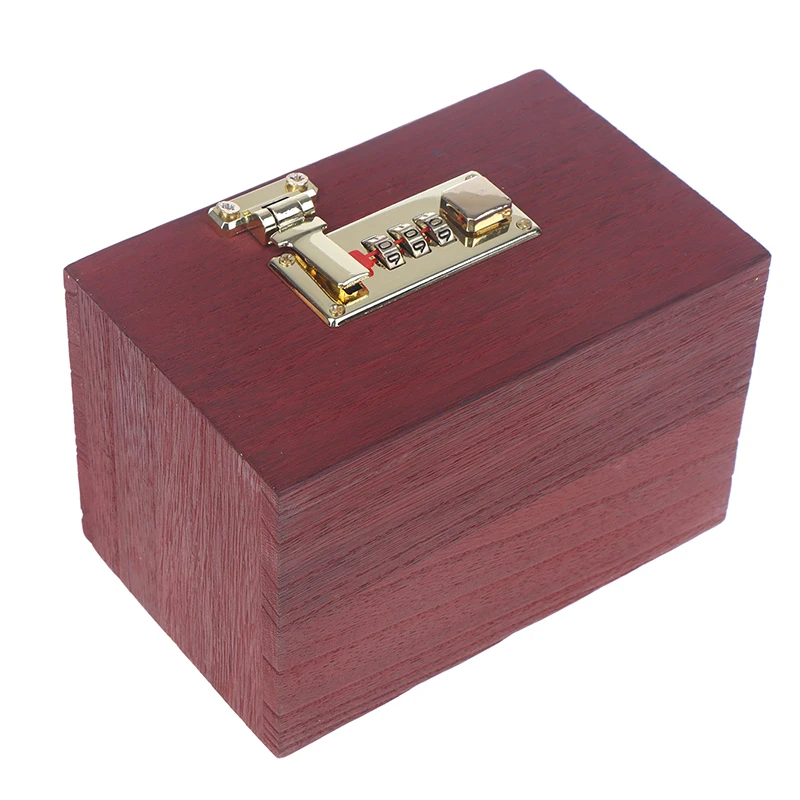 Hucha de madera con contraseña para ahorrar dinero, organizador con cerradura, caja del tesoro para tarjetas, dólares y centavos 〔Nido〕_voghion.com
