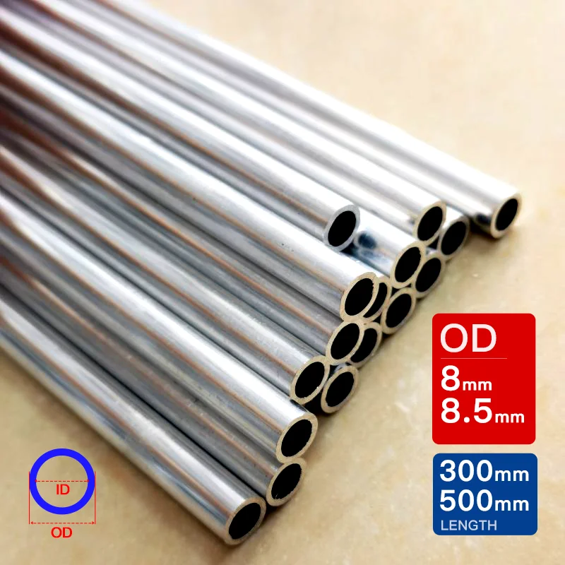 3-8 Stück Aluminiumrohr, Außendurchmesser 8-8,5 mm, Länge 300-500 mm, Hohl, gerade, rund, Aluminiumrohr, 6063, dickwandig, groß – Detail 1