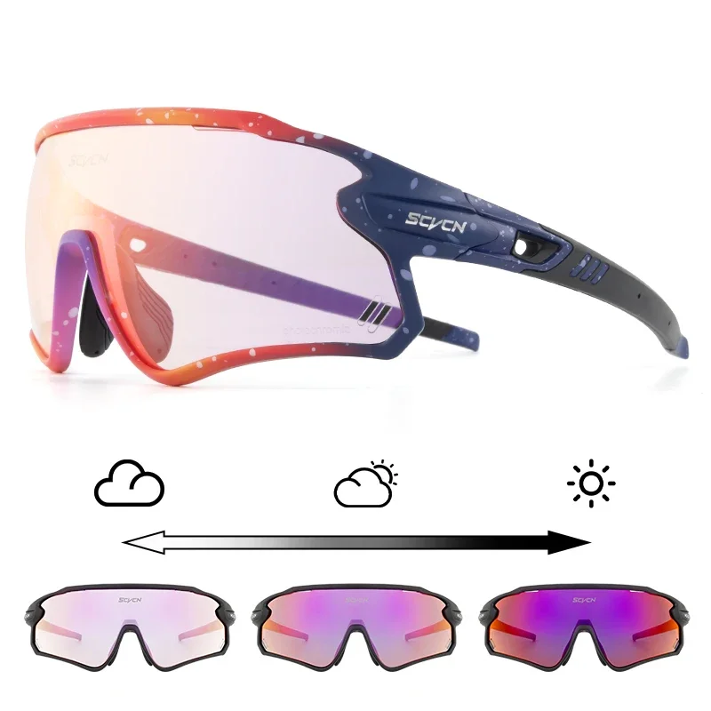 

Hiking Eyewear UV400 Cycling Sunglasses Red Blue Photochromic Man Bicycle Glasses Woman MTB Sunglasses Eyepieces Outdoor Goggles