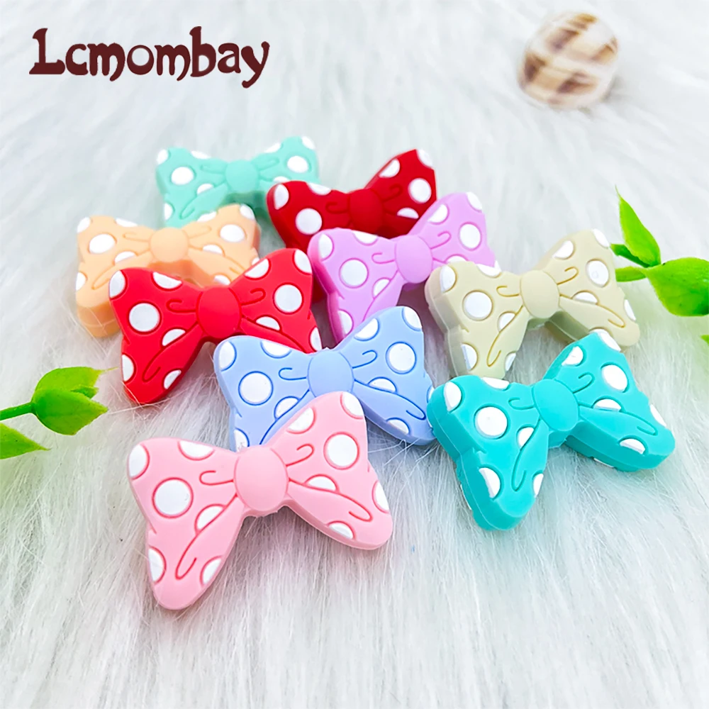Baby Silicone Beads 10pcs New Bow Tie Beads BowKnot Teether Baby Toy DIY Pacifier Chain Necklace Accessories teething toys silicone teething toys baby teething toys silicone beads silicone teether silicone teething beads