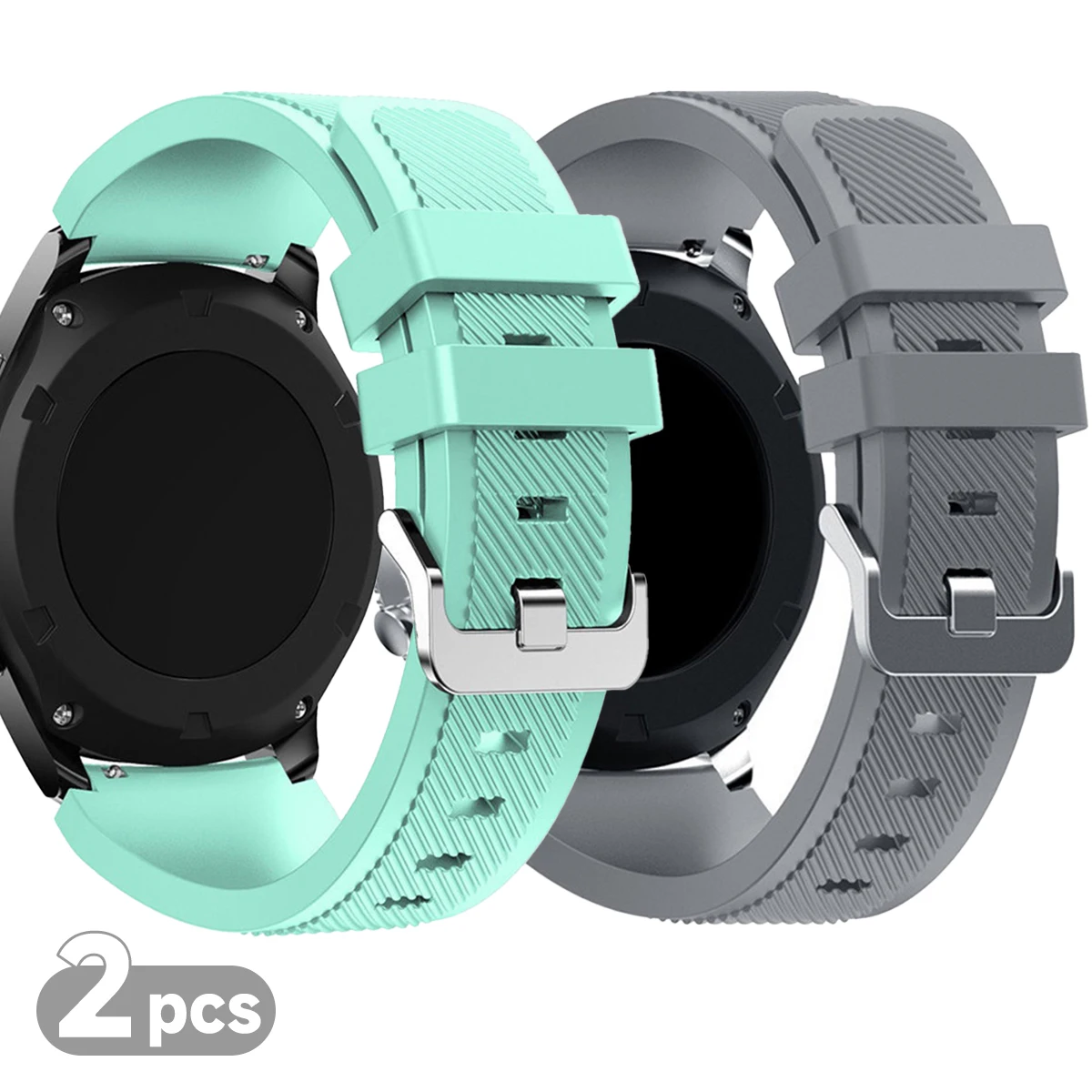 Set of 2 Premium Silicone Watch Bands (20mm/22mm) - Versatile and Durable Replacement Straps
