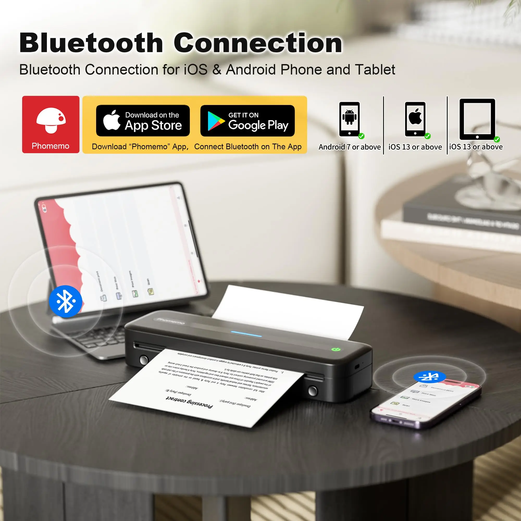 Phomemo M832 Portable Printer Portable Printers Wireless for Travel,Bluetooth Thermal Printer Support 8.5'' x 11'' Thermal Paper - 3
