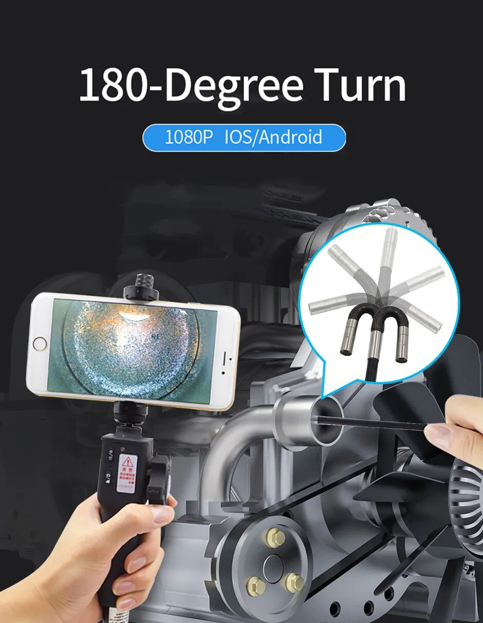 S94ac21ffd9104f10a9c8c3c5d6d59f28k Two-Way Articulating Borescope Industrial Endoscope with 8.5mm Articulating Camera Head for Automotive Aircraft Mechanics Mallzona