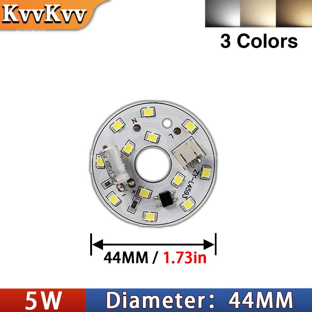 KVVKVV AC220V 240V LED 램프 플레이트 5W 6W 12W 15W DOB 2835 SMD 모듈 광원 패널 화이트/웜 화이트 드라이버 불필요 칩