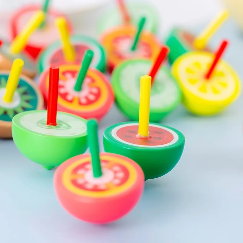 Kids Party Favors Wooden Cute Fruit Spinner Baby Shower Birthday Souvenirs Christmas Kindergarten Boys Girls Gift Reward Toys