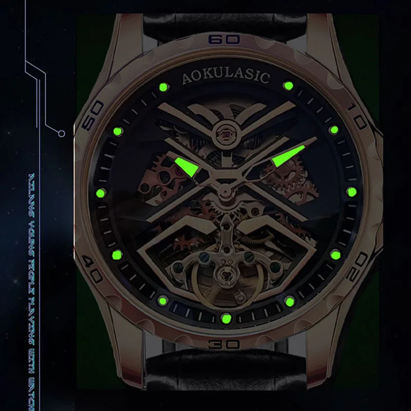 AOKULASIC Men New Mechanical Wristwatch Fashion Luxury Automatic Business Waterproof Sport Watches Male Casual Luminous Watch