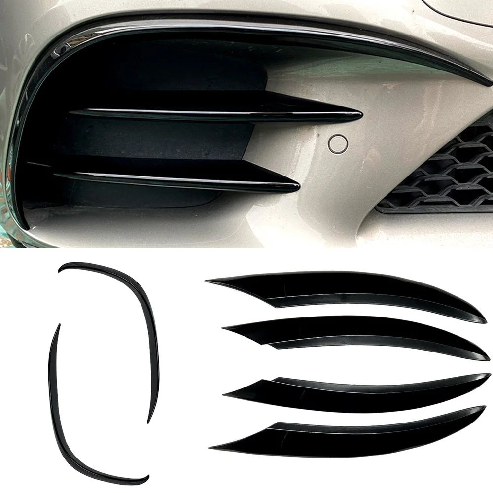 

For Mercedes Benz W205 C Class C200 C260 2019 - 2023 Front Bumper Splitter Fog Light Strip Trim Grille Cover Car Accessories