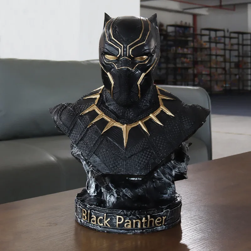 

New Marvel The Avengers Superhero Black Panther Bust Large Model Hand Marvel Series Resin Statue Home Office Desktop Decoration