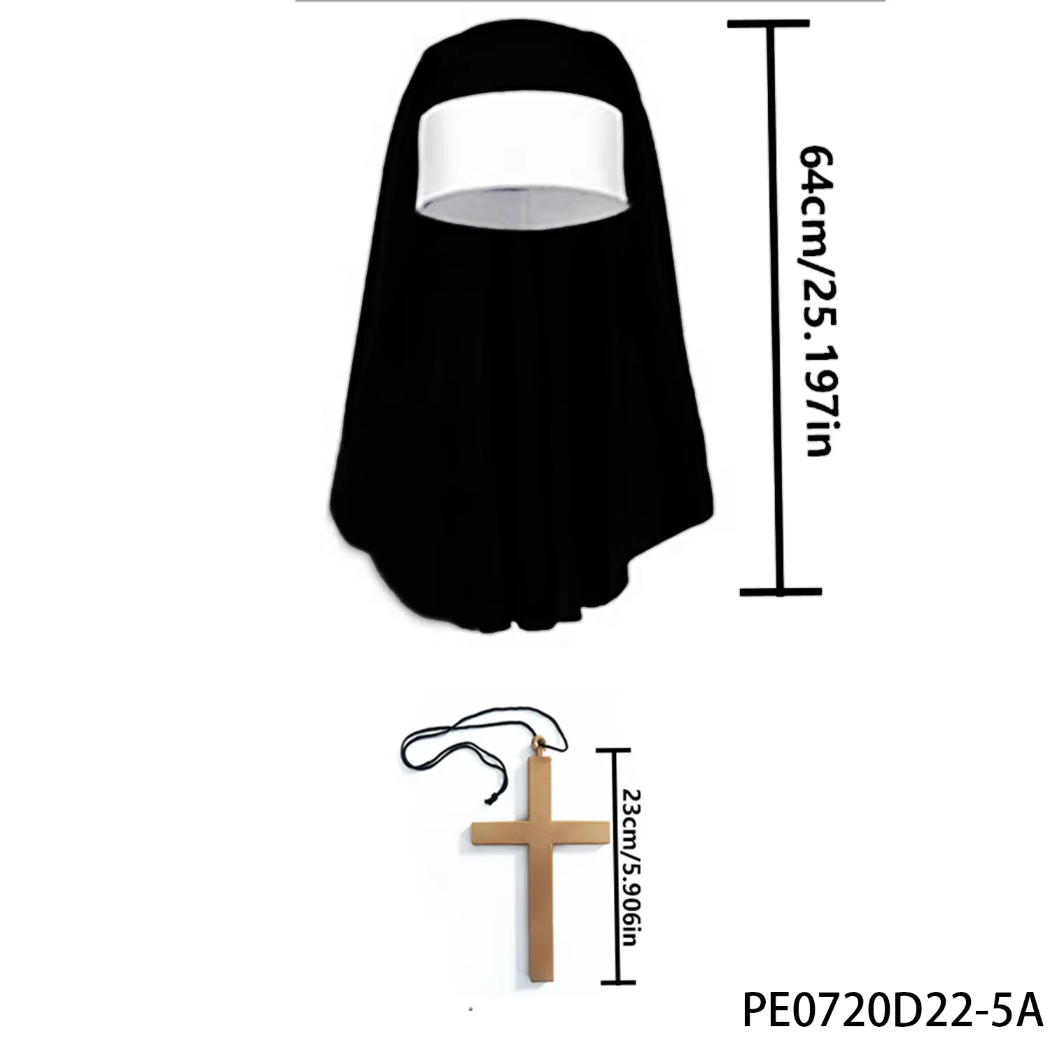 PESENAR Halloween festival party costumes, nun costumes, classic nun headscarves, necklaces, gloves and other costumes
