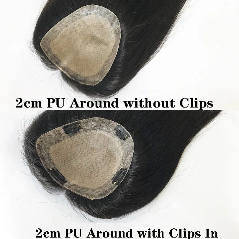 Hair Toppers Silk Topper Real Skin Scalp 100% Virgin Human Hair Topper for Women with 4 Clips Loose Wave 2CM PU Around Silk Base