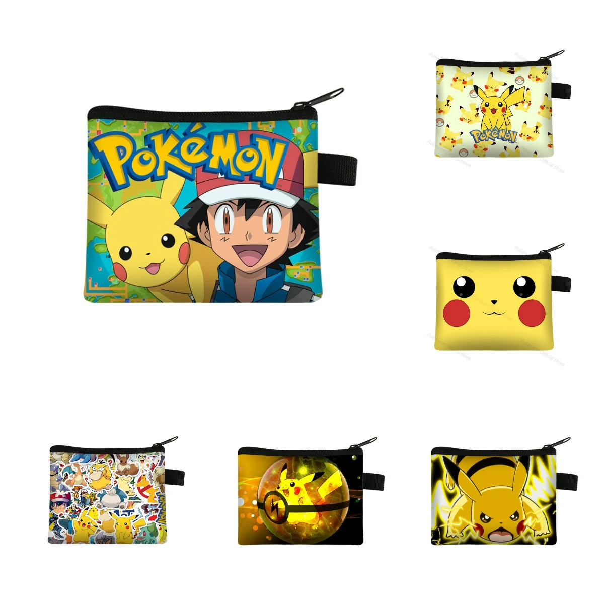 

Pokemon Cartoon Around Girl Wallet Student Cartoon Cute Pikachu Printed Polyester Coin Purse Large Capacity Coin Key Storage Bag