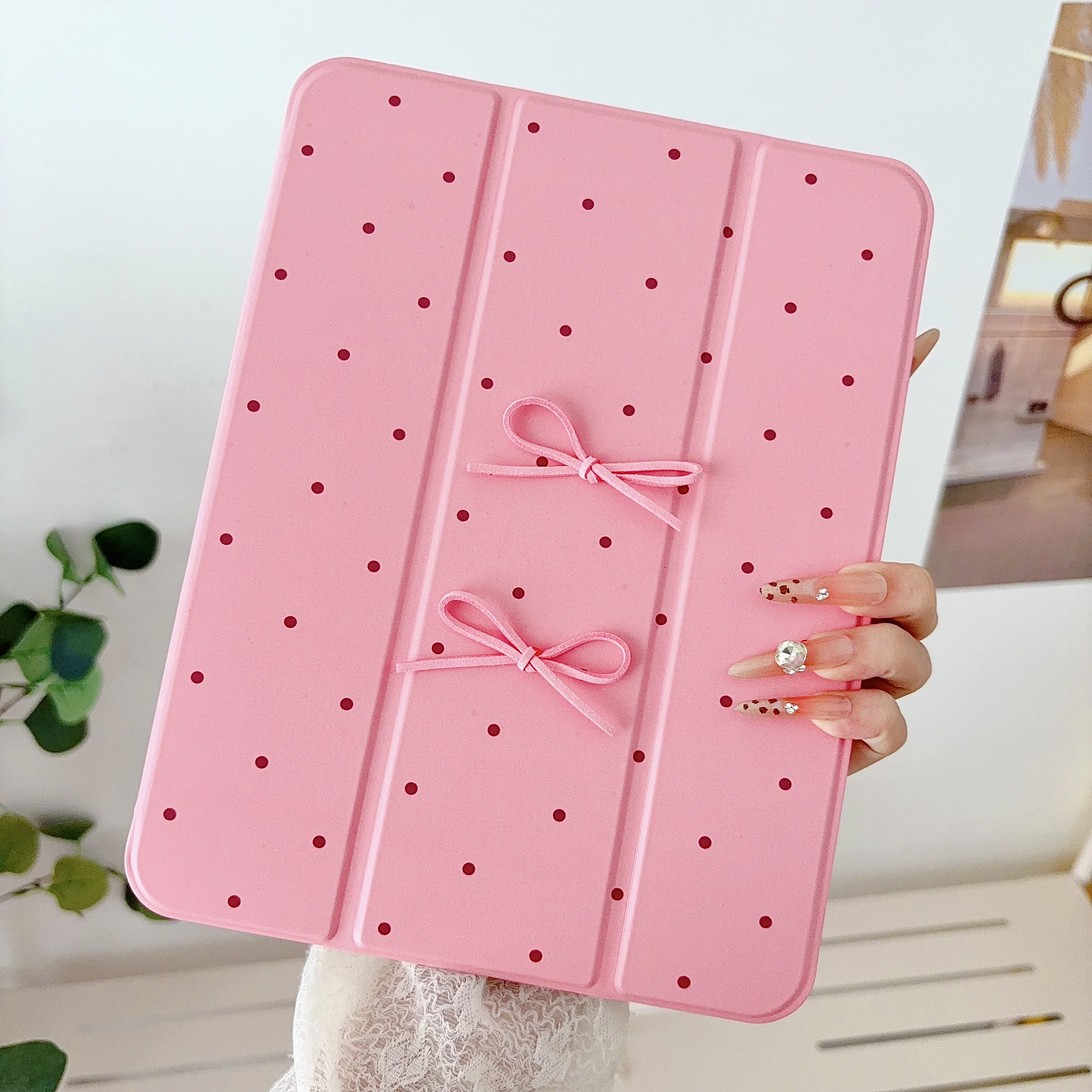 3D Minimalist Bow Polka Dots Cute Sweet Tablet Case Cover