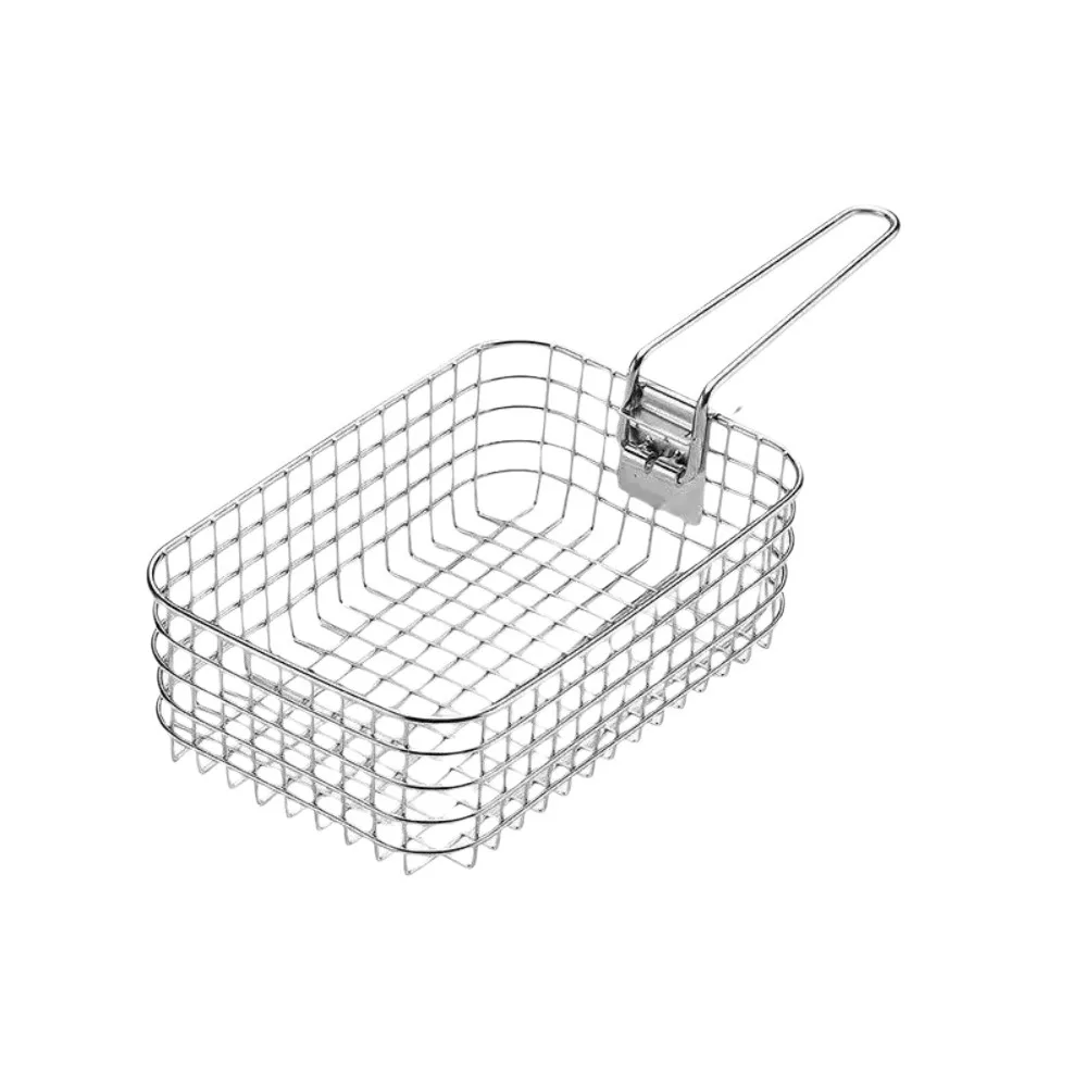 304 Stainless Steel Fried Net Basket Folding Portable Picnic Lunch Box Easy To Clean Multifunctional Frying Basket
