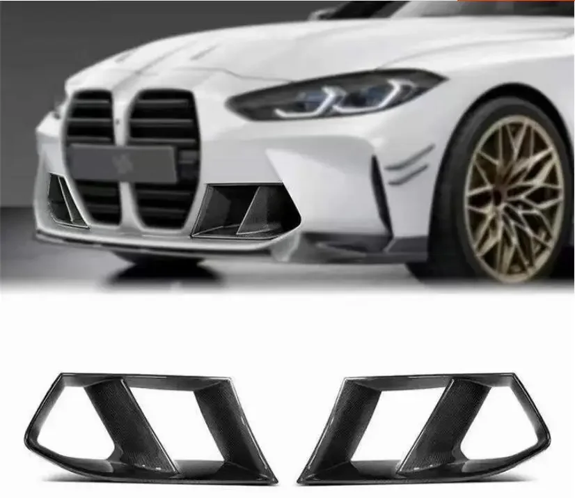 

Carbon Fiber Front Bumper Grille Splitters Aprons Fog Lamp light Vent Air Cover For BMW G80 G82 G83 M3 M4 2020 2021 2022 2023