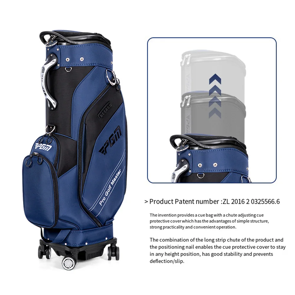 PGM Golf Telescopic Bag,Men and Women Hardshell Ball Bag,Portable Large Capacity Four-wheel Flat Push Golf Bag with Rain Cover 3